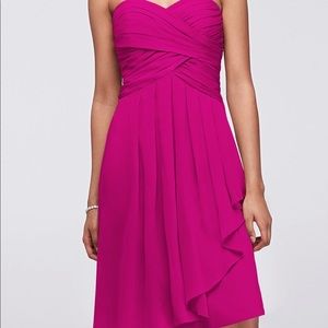 Short Crinkle Chiffon Dress With Front Cascade